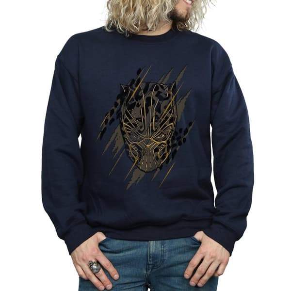 Marvel Mens Black Panther Gold Head Sweatshirt
