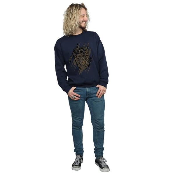 Marvel Mens Black Panther Gold Head Sweatshirt