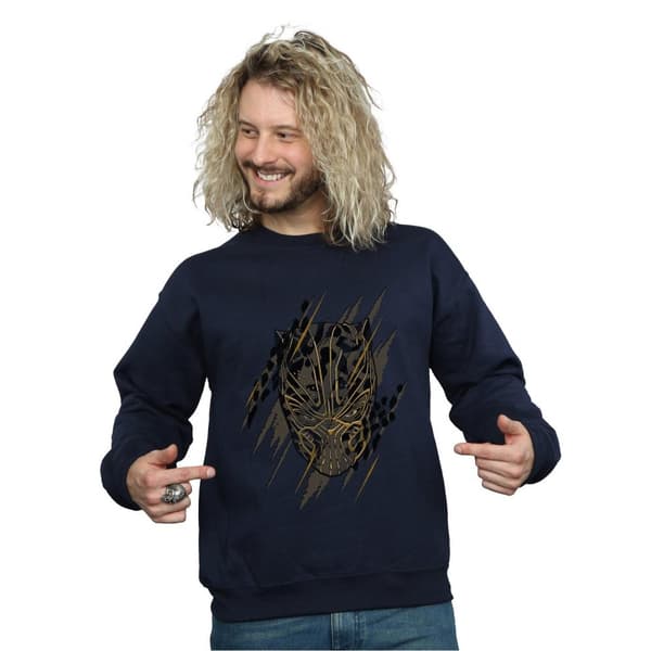 Marvel Mens Black Panther Gold Head Sweatshirt
