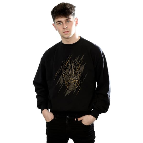 Marvel Mens Black Panther Gold Head Sweatshirt