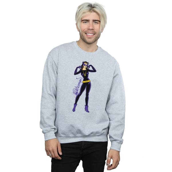 DC Comics Mens Catwoman Happy Pose Sweatshirt