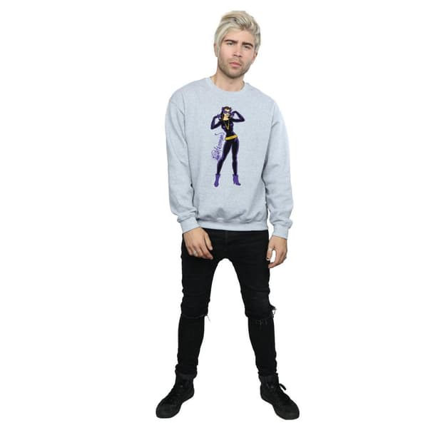 DC Comics Mens Catwoman Happy Pose Sweatshirt