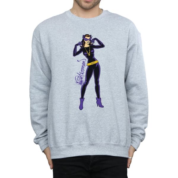 DC Comics Mens Catwoman Happy Pose Sweatshirt