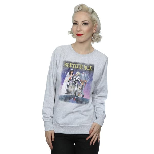 Beetlejuice Womens/Ladies Distressed Poster Sweatshirt Heather Grey L
