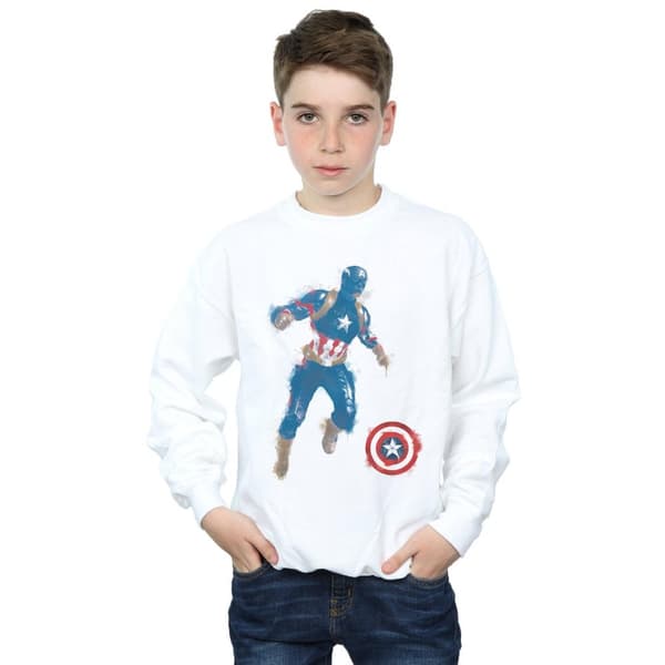 Marvel Boys Avengers Endgame Painted Captain America Sweatshirt
