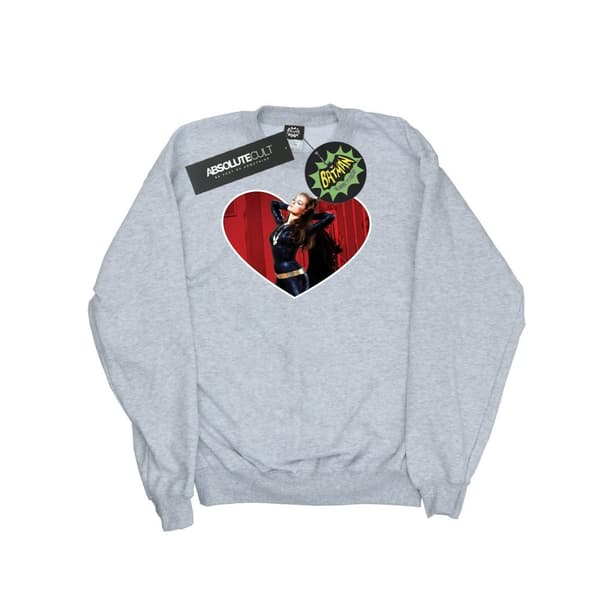 DC Comics Dam/kvinnor Batman TV Series Catwoman Heart Sweatshirt Heather Grey M