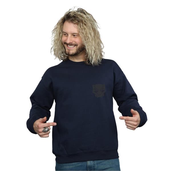 Marvel Mens Black Panther Black On Black Chest Print Sweatshirt