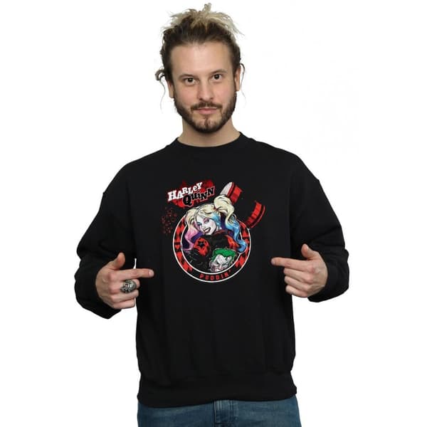 DC Comics Mens Harley Quinn Joker Patch Sweatshirt