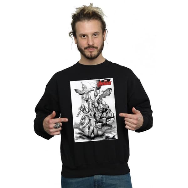 Marvel Mens Avengers Assemble Team Sketch Sweatshirt