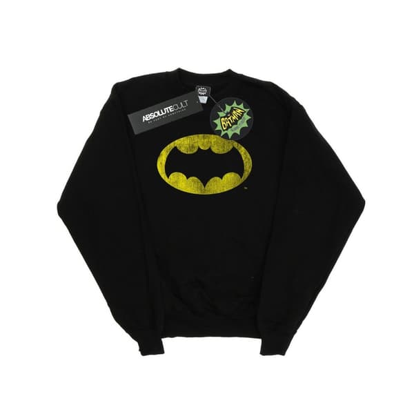 DC Comics Mens Batman TV Series Distressed Logo Sweatshirt Black M