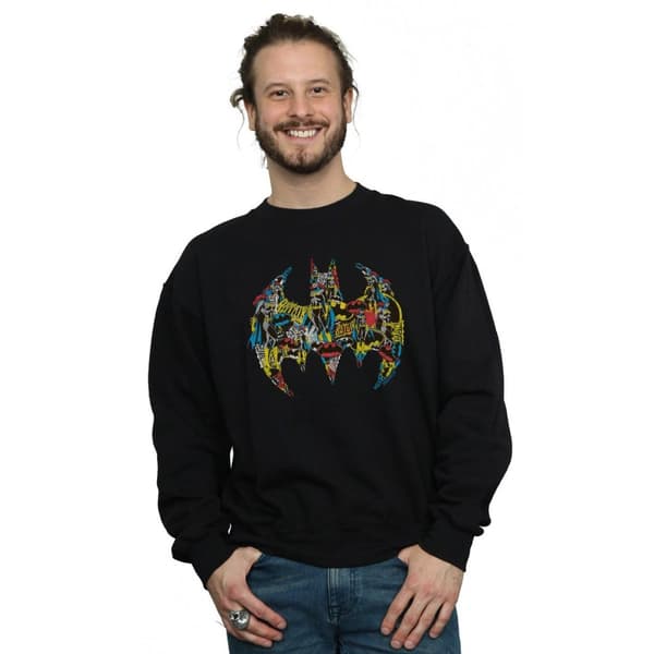 DC Comics Mens Batman Batgirl Logo Collage Sweatshirt
