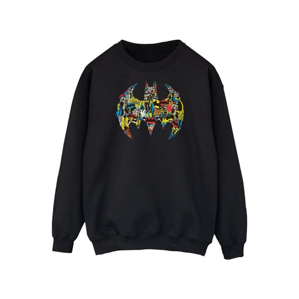 DC Comics Mens Batman Batgirl Logo Collage Sweatshirt Black 5XL