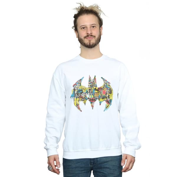 DC Comics Mens Batman Batgirl Logo Collage Sweatshirt