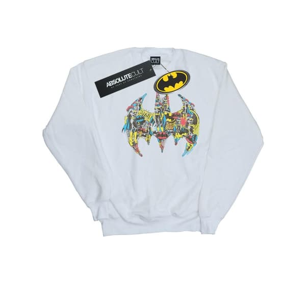 DC Comics Mens Batman Batgirl Logo Collage Sweatshirt