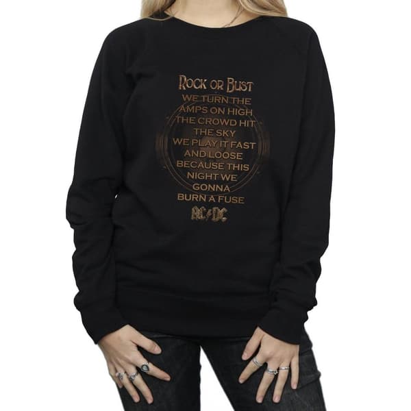 AC/DC Rock Or Bust Lyrics - Sweatshirt för kvinnor/damer