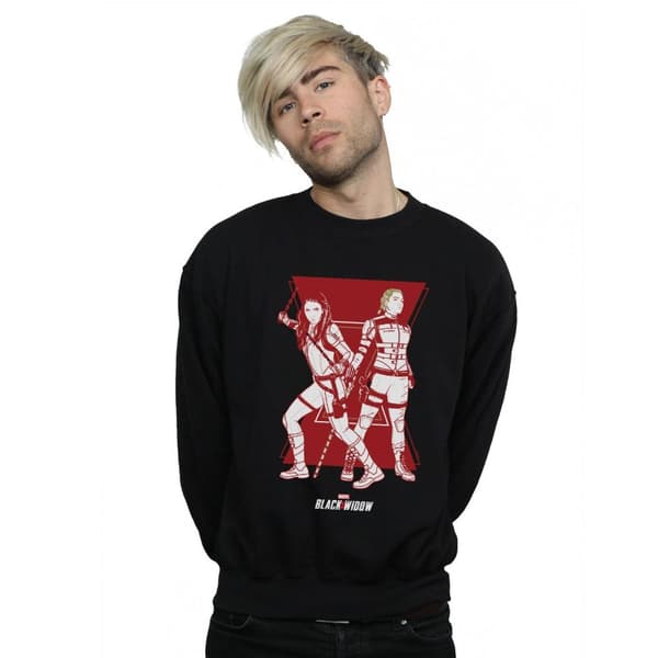 Marvel Mens Black Widow Movie Sisters Silhouette Sweatshirt