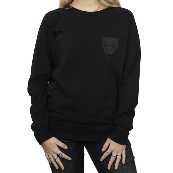 Marvel Dam/Tjej Svart Panther Svart på Svart Sweatshirt med brösttryck