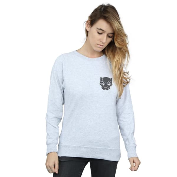 Marvel Dam/Tjej Svart Panther Svart på Svart Sweatshirt med brösttryck