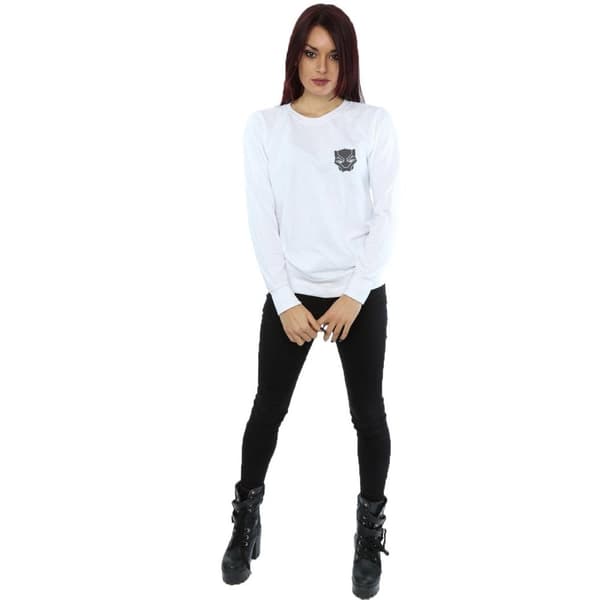Marvel Dam/Tjej Svart Panther Svart på Svart Sweatshirt med brösttryck