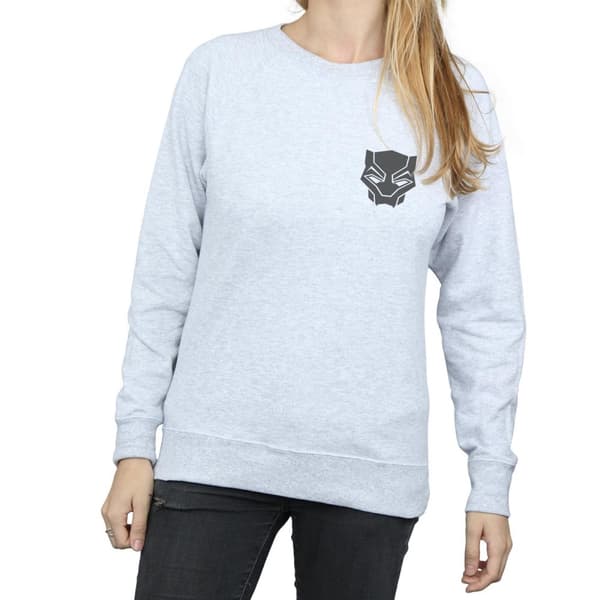 Marvel Dam/Tjej Svart Panther Svart på Svart Sweatshirt med brösttryck