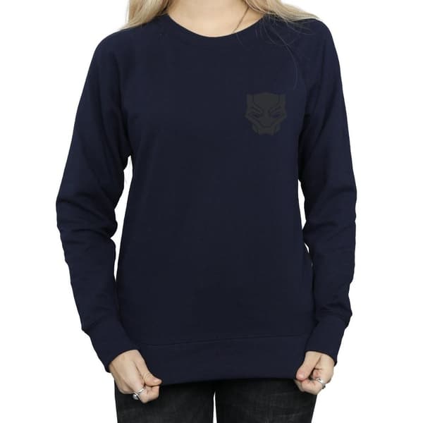 Marvel Dam/Tjej Svart Panther Svart på Svart Sweatshirt med brösttryck