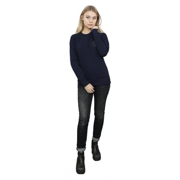 Marvel Dam/Tjej Svart Panther Svart på Svart Sweatshirt med brösttryck