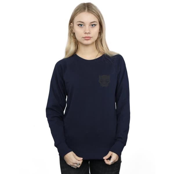 Marvel Dam/Tjej Svart Panther Svart på Svart Sweatshirt med brösttryck