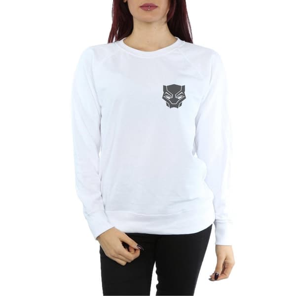 Marvel Dam/Tjej Svart Panther Svart på Svart Sweatshirt med brösttryck