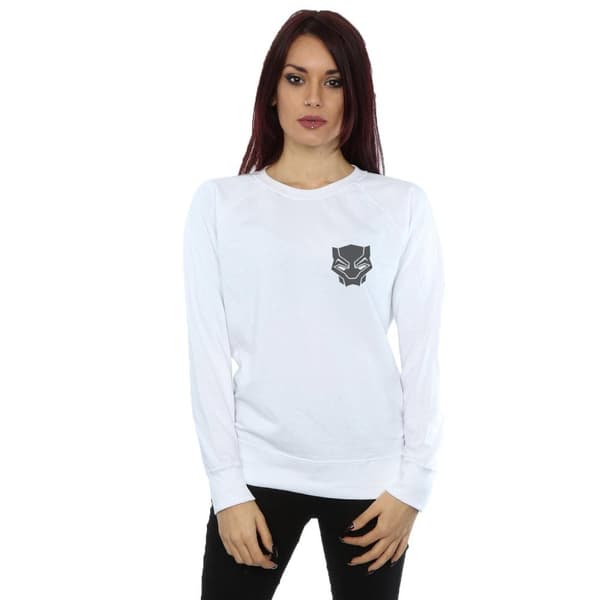 Marvel Dam/Tjej Svart Panther Svart på Svart Sweatshirt med brösttryck