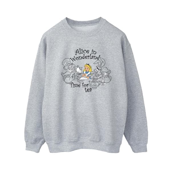 Disney Womens/Ladies Alice In Wonderland Time For Tea Sweatshirt Sports Grey M