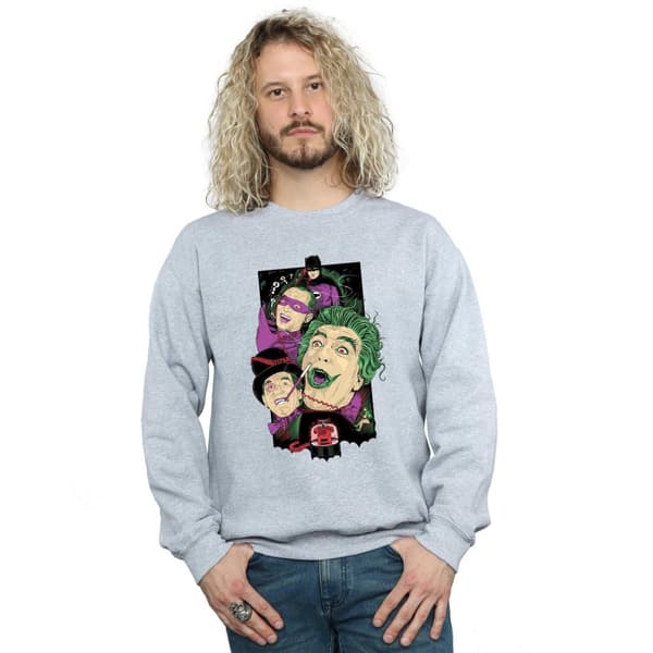 DC Comics Mens Batman TV Series Rogues Gallery Sweatshirt