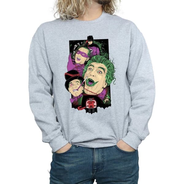 DC Comics Mens Batman TV Series Rogues Gallery Sweatshirt