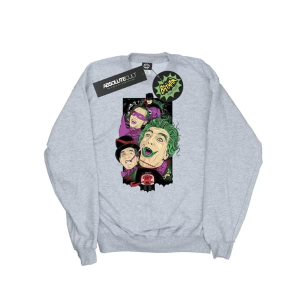 DC Comics Mens Batman TV Series Rogues Gallery Sweatshirt Sports Grey XL