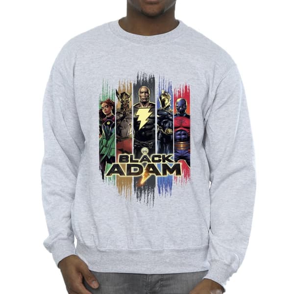 DC Comics Mens Black Adam JSA Complete Group Sweatshirt
