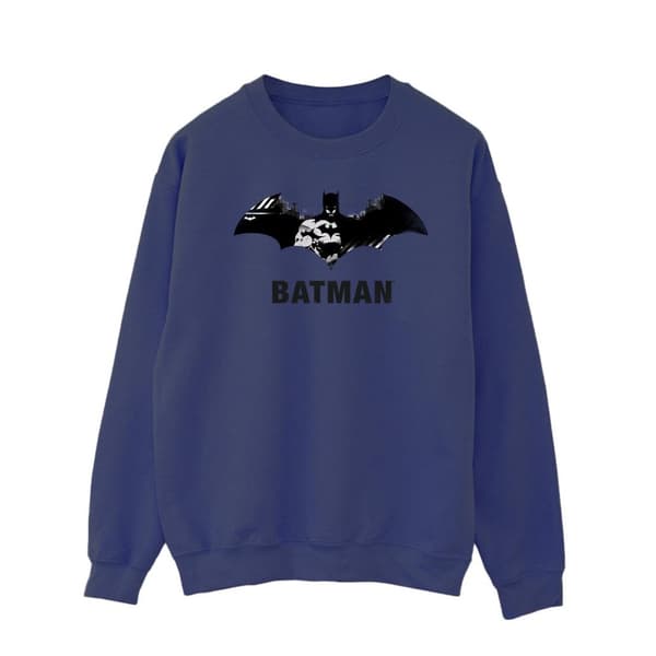 DC Comics Mens Batman Black Stare Logo Sweatshirt Navy Blue 4XL