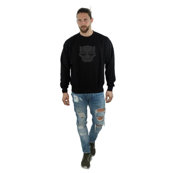Marvel Mens Black Panther Black On Black Sweatshirt