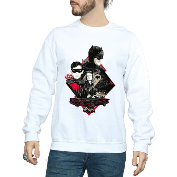 DC Comics Mens Batman TV Series Character Skyline Sweatshirt