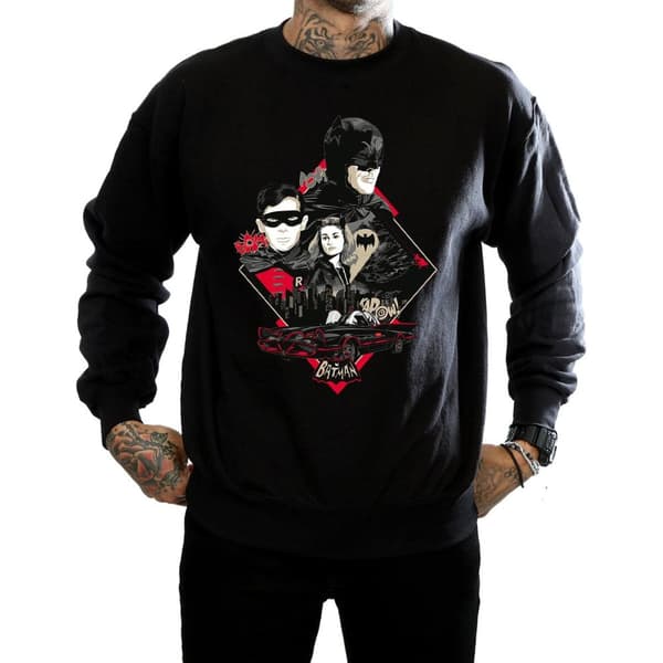 DC Comics Mens Batman TV Series Character Skyline Sweatshirt