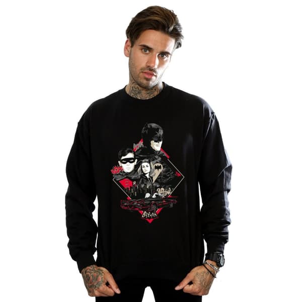 DC Comics Mens Batman TV Series Character Skyline Sweatshirt