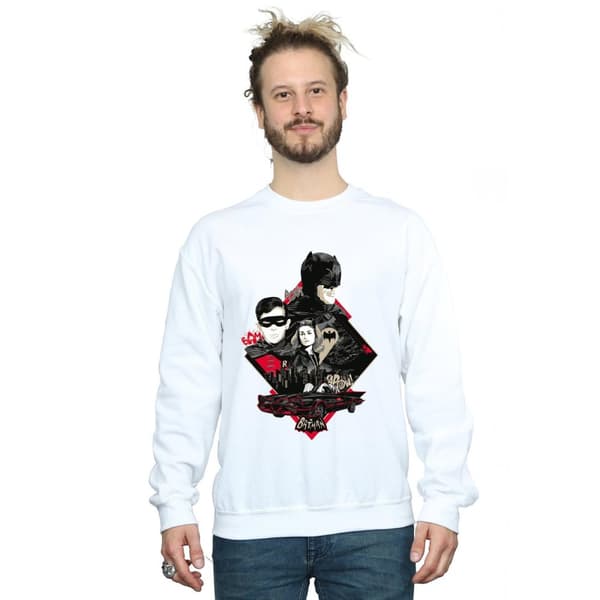 DC Comics Mens Batman TV Series Character Skyline Sweatshirt