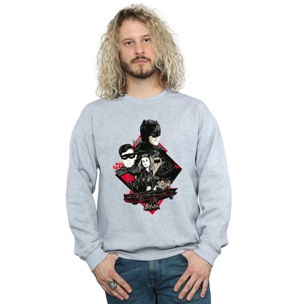 DC Comics Mens Batman TV Series Character Skyline Sweatshirt