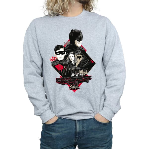 DC Comics Mens Batman TV Series Character Skyline Sweatshirt