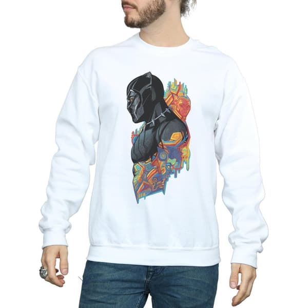 Marvel Sweatshirt med Black Panther-profil för herrar