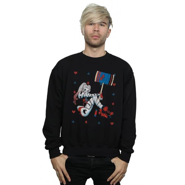 DC Comics Sweatshirt med Harley Quinn-spelkortsdräkt för herrar