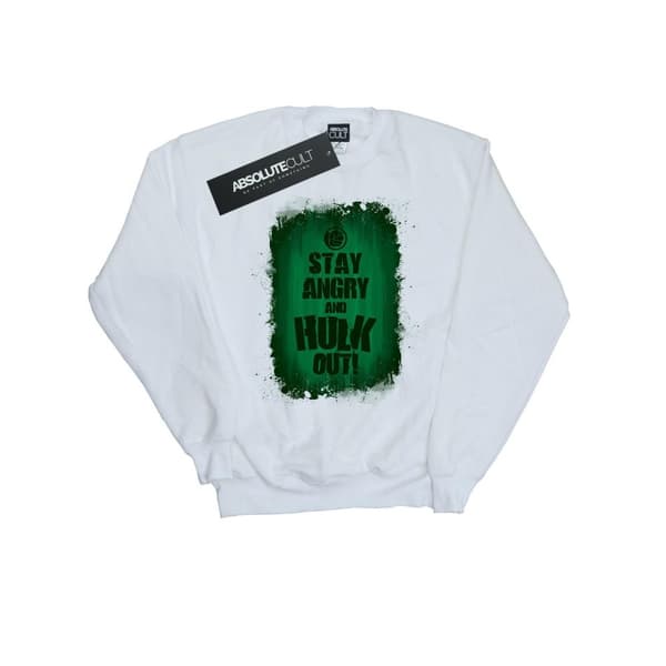 Marvel Boys Hulk Stay Angry Sweatshirt White 5-6 Years