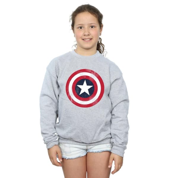 Marvel Girls Captain America Distressed Shield Sweatshirt