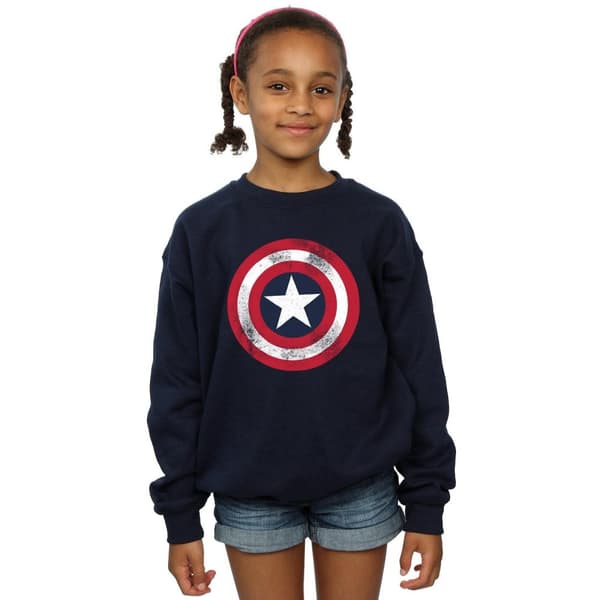 Marvel Girls Captain America Distressed Shield Sweatshirt