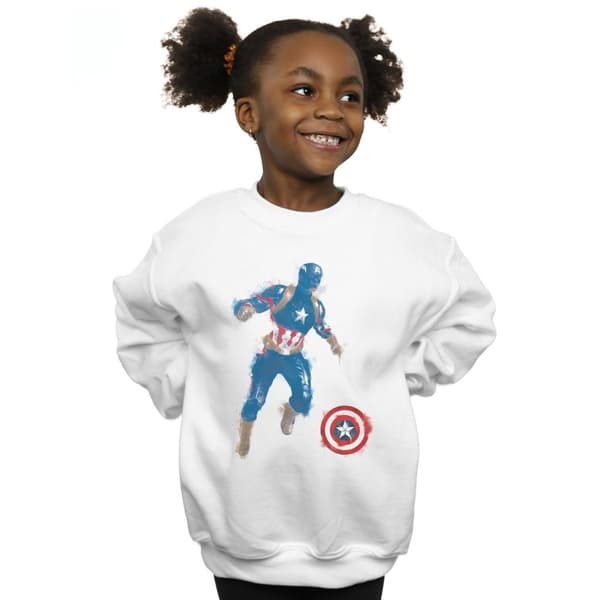 Marvel Girls Avengers Endgame Painted Captain America Sweatshirt