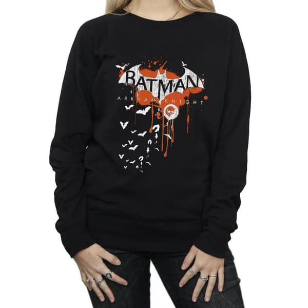 DC Comics Womens/Ladies Batman Arkham Knight Halloween Logo Art Sweatshirt