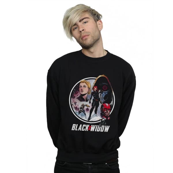 Marvel Mens Black Widow Movie Vintage Circle Sweatshirt